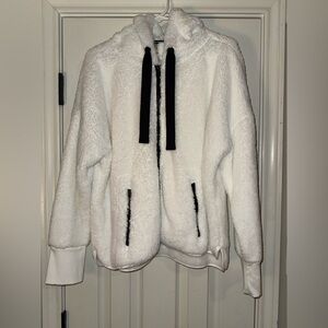 Calvin Klein White Fleece Jacket with Black Details